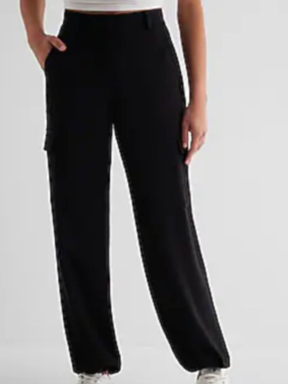 Express Black Convertible Straight to Bubble Hem Cargo Pant Sz 12 Long